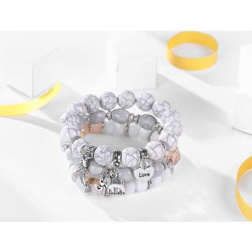 2020 new ethnic boho multi-layer angel wing heart elephant pendant statement charm wrap beads bracelets & bangles for women gift