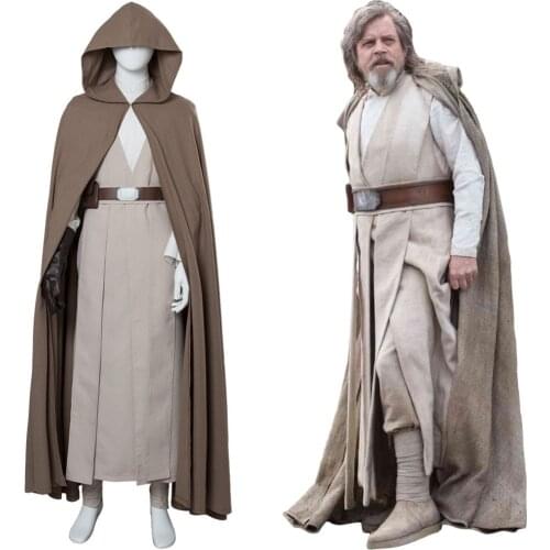 Star Luke Skywalker Cosplay Costume Uniform Robe Cloak Halloween Cosplay Fancy Suit