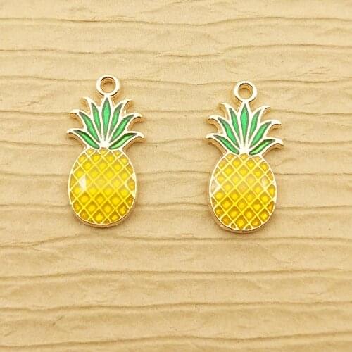 10pcs 8x16mm pineapple charm enamel charm for jewelry making fashion earring pendant necklace bracelet charms