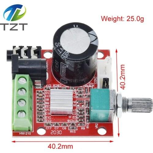 12V Mini Hi-Fi PAM8610 Audio Stereo Amplifier Board 2X10W Dual Channel D Class(High efficiency) Adjust the volume