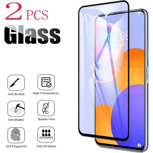 2PCS For Huawei Y9a Screen Protector Case Full Glue Tempered Glass Protective 9H Cover On FRL-22, FRL-23, FRL-L22