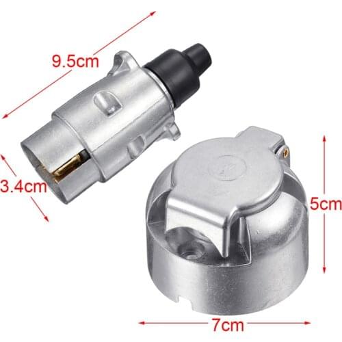 2 In 1 Metal Trailer Connector Car Electric Accessories 7 Pin Round Shape Plug Adapter Converter Kits Towing Supply Power Tool