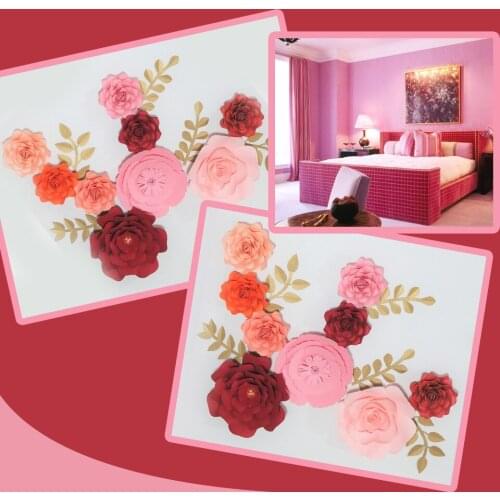 2018 DIY 9PCS Giant Paper Flowers 5 Leaves Flores Artificiales Fleur Artificielle For Wedding & Event Backdrop Party Nursery Mix
