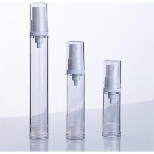 5/10/15ml Empty airless pump plastic bottles vacuum pressure emulsion bottle with lotion pump on travelling cosmetic packaging