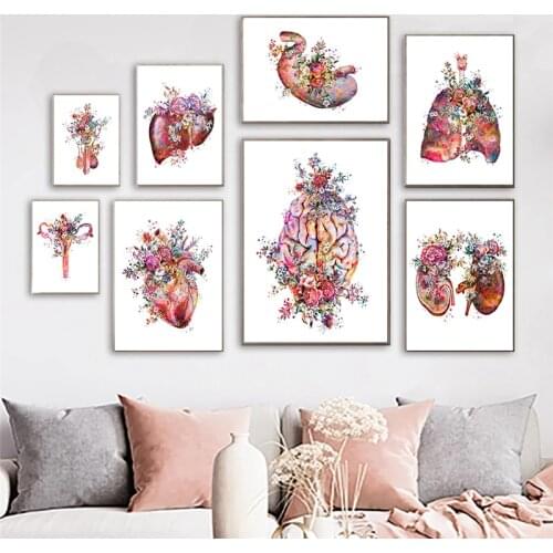 Human Anatomy Artwork Medical Print Wall Art Picture Skeleton Organ Abstract Poster Modern Canvas Painting for Body Education