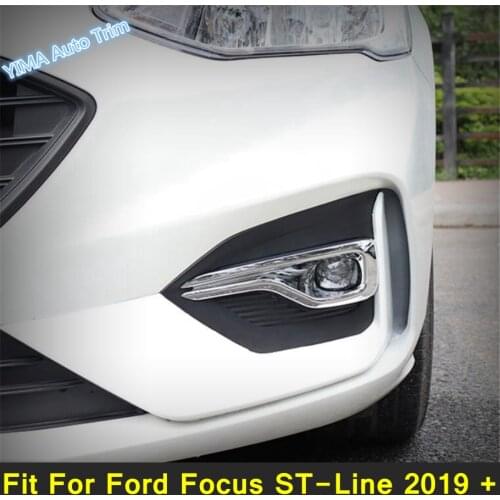 Lapetus Car Styling Front Fog Lights Foglights Lamp Cover Trim ABS Fit For Ford Focus 2019 2020 ST-Line / Bright / Carbon Fiber