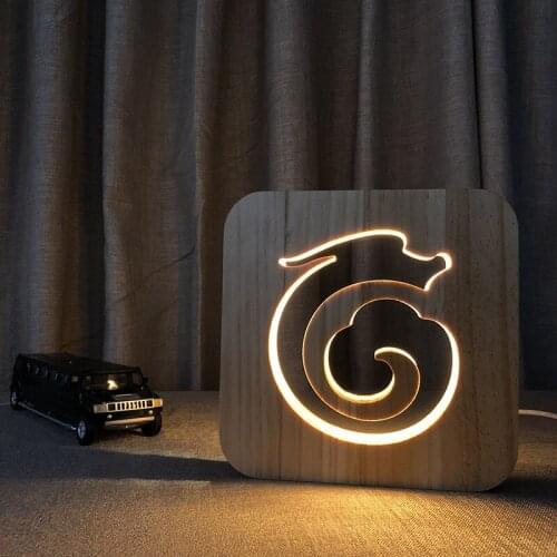 Dragon Shape KT-C Creative New Style Led Desk Lamp USB Wooden Lamp