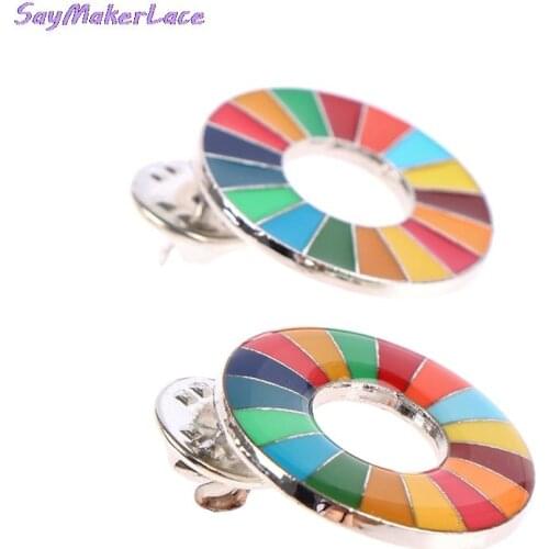 Enamal Sustainable Development Goals Brooch United Nations SDGs Pin Badge Fashion Rainbow Pins broszka badge brooches enamel