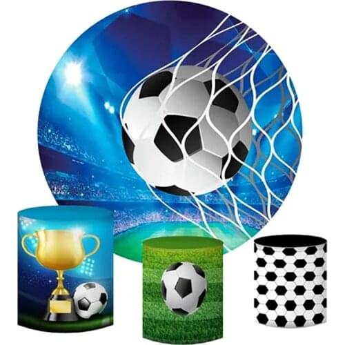 Football Circle Round Backdrop Sports Soccer Field Birthday Party Custom Backgrounds for Photo Studio Boys Baby Shower Photocall