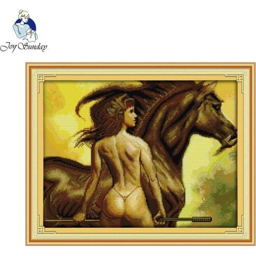 Joy Sunday Newest High Quality Free Shipping Printed Chinese Cross Stitch Patterns Rivalry Figure Pattern Counted Cross Stitch