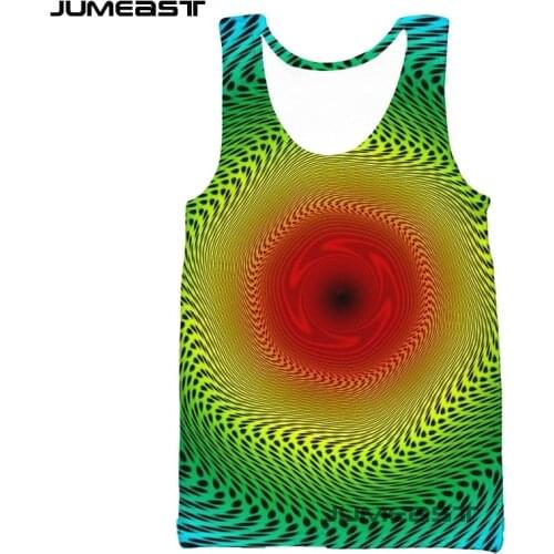 Jumeast Brand Men Women 3D Printed Vest Visual Illusion Night Short Sleeve Fashion Sport Pullover Summer Tank Tops Tees