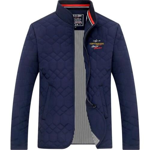 Kenty Shark Brand Jacket Men Thick Cotton Liner Windproof Coats European Style Zipper High Quality Stand Collar Jackets Size 4XL