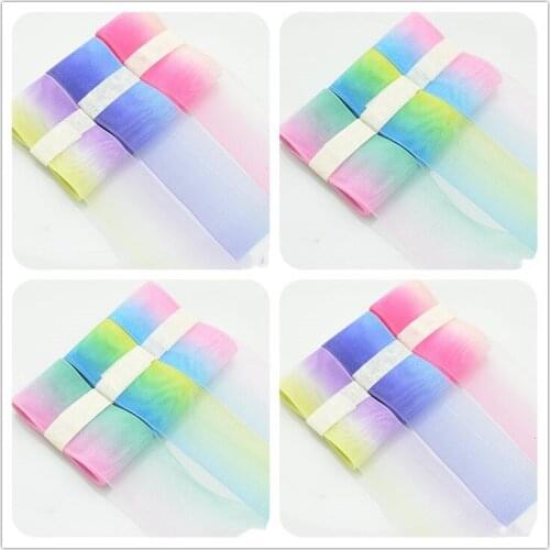 Kewgarden Gradient Color Snow Voile Ribbon 25mm 1" Handmade Tape DIY Brooch Hair Bow Accessories Gauze Packing Webbing 10 Yards