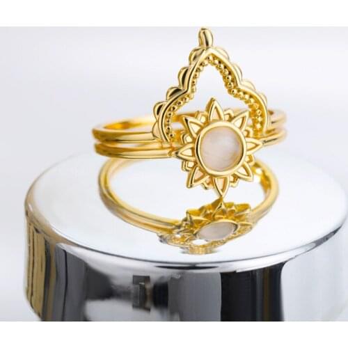 Boho Crown Finger Rings For Women Girls Sparkling Zircon Brand Rings Wedding Couple Rings Engagement Jewelry Gift Dropshipping