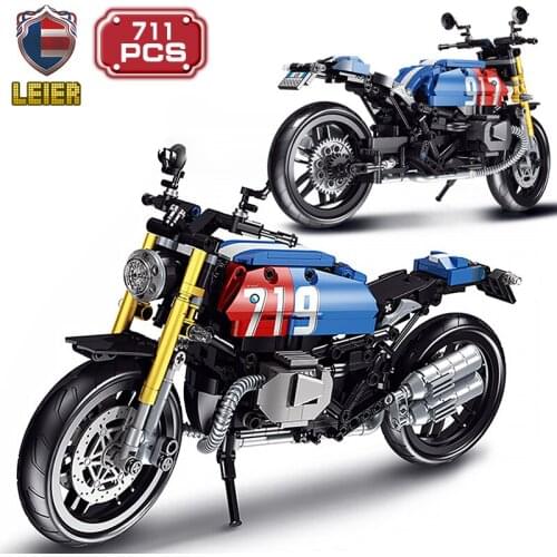 Creative Speed Racing Motorcycle Building Blocks Expert Moc Locomotive Simulation Model Bricks DIY Classic Car Toys for Children