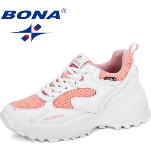 BONA 2020 New Arrival Fashion Vulcanized Shoes Woman Platform Chunky Sneakers Ladies Trainers Female Dad Shoes Leisure Footwear