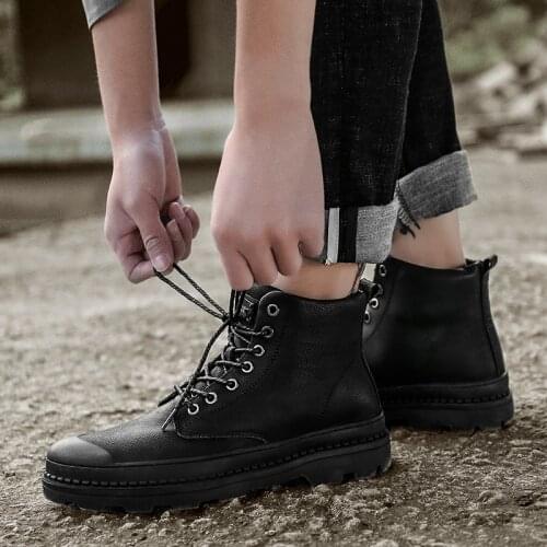 Zapatillas Negras Men Casual Flat Shoes High Top Sneaker Mens Hightop Mens Leather Black Boots Sneakers Man Shoe