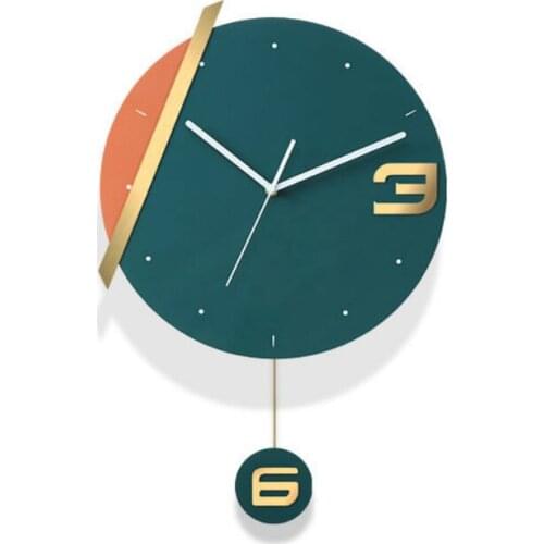 Pendulum Wooden Wall Clock Modern Design Nordic Simple Silent Wall Clock Luxury Living Room Reloj Mural Home Decoration WF50WC