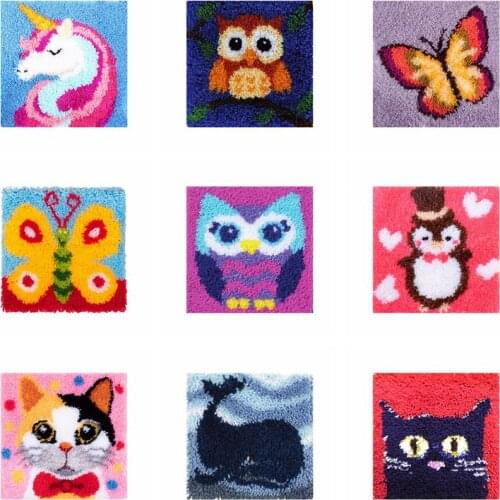 Cartoon Animal Cushion Latch Hook Pillow Embroidery Cute Kit/Bird Diy Cross Handcraft Crochet Latch Hook Embroidery For Felting