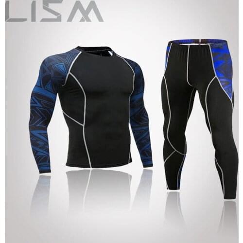Mens Compression Sportswear Suits Gym Tights Training Clothes Workout Jogging Sports Set Running Rashguard Tracksuit For Men
