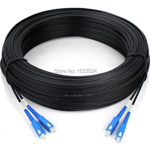 200M Outdoor SM DX FTTH Fiber Optic Drop Cable Patch Cord SC to SC Singlemode Duplex SC-SC 200 Meters Drop Cable Patch Cord