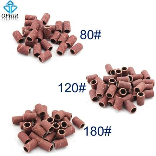 OPHIR 300pcs 80" 120" 180" Nail Drill Sanding Band Medium Coarse Nail Drill Head Grinding Tools Polishing Head # KD165-167