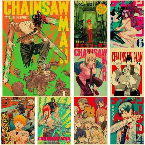 Hot Japanese Anime Chainsaw Man Vintage Canvas Painting Posters And Prints Wall Art Pictures For Living Room Home Decoration