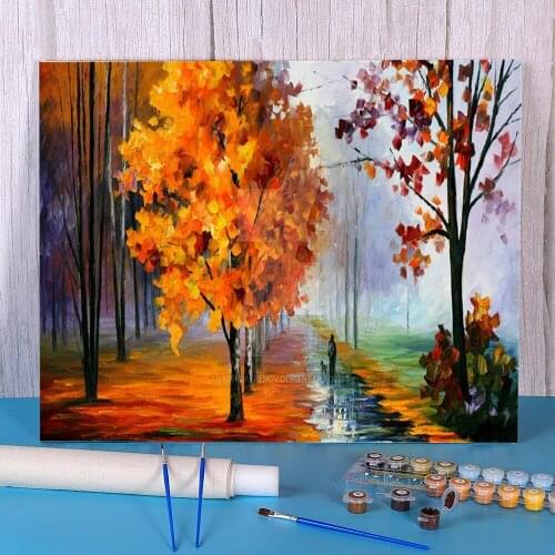 Walk In The Park DIY Painting By Numbers Package Acrylic Paints 40*50 Oil Painting Loft Wall Picture Adults Drawing
