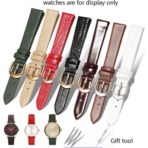 Small Size Genuine Leather Watchband 14mm White Black Red Strap With Pin Buckle Suitable For AR1876/1726/1757/1681/1769 Watch Ch