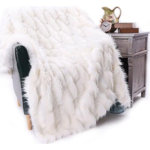 Super Soft Faux Fur Throw Blanket & Bedspread Long Faux Fur Blanket Decorative for Bedroom Sofa Floor, 130*170cm