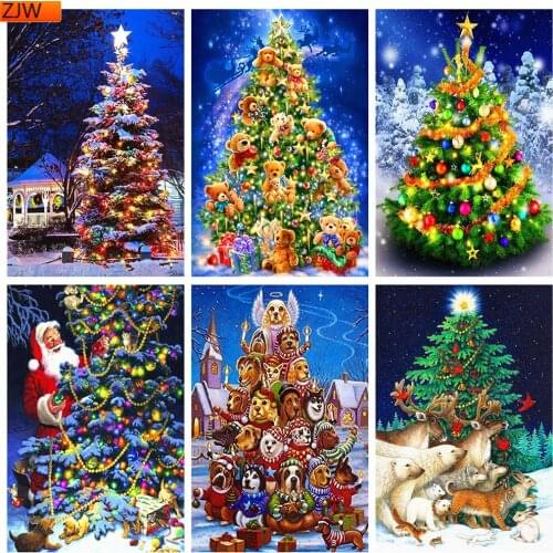 Christmas Tree 5D Diamond Painting Full Square Diamond Embroidery Mosaic Sale Cartoon Handmade Gift