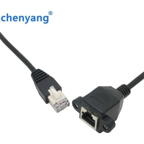 Cat 6 RJ45 Male to Female Ethernet LAN Network Extension Cable Dual Shielding With Screws+ Panel Mount 30cm 60cm 1m 1.5m