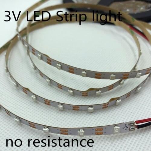 LED strip light 3V no resistance LED strip light 5MM 60pcs/Meter No-waterproof 3V 3528 strip light cut by one pcs 3V Battery LED