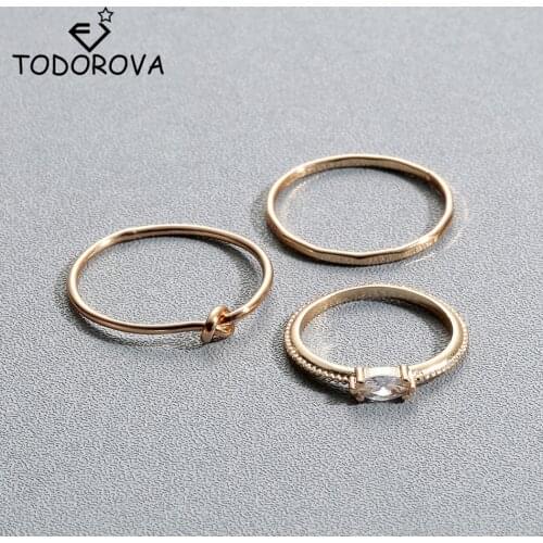 Todorova New Unique Kont Finger Knuckle Ring Set Geometric Design Boho Beach Summer Rings for Women Men Anel