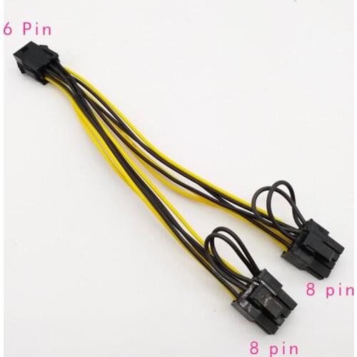 High Quality PCI-E 6-pin to Dual 8 pin (6+2pin/8-pin) Power Splitter Cable Graphics Card PCIE PCI Express Power Cable