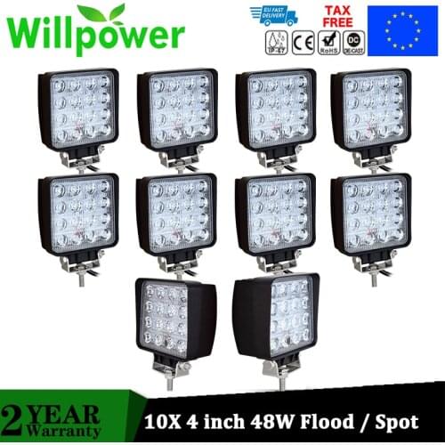 Willpower 4 inch 48W LED Work Light Flood Spot Offroad Fog Lamps Car ATV Truck Driving Tractor Boat Pickup UZA ATV UTV 12V 24V