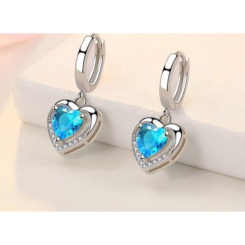 DEVYES New Woman Fashion Jewelry High Quality Blue Pink White Crystal Zircon Hot Selling Earrings