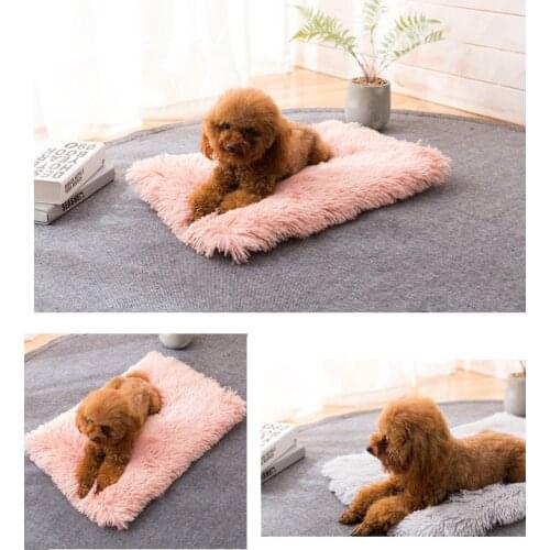Super Soft Pet Bed Round Plush Dog Bed House Dog Mat Round Cat Winter Warm Sleeping Bag Long Plush Portable Cat Supplies
