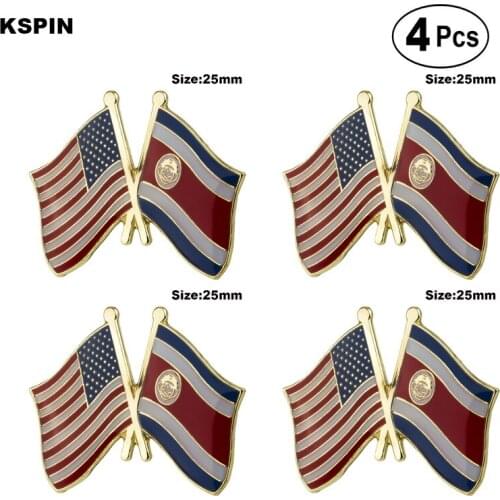 U.S.A.& Costa Rica Friendship Flag Pin Lapel Pin Badge Brooch Icons 4pcs