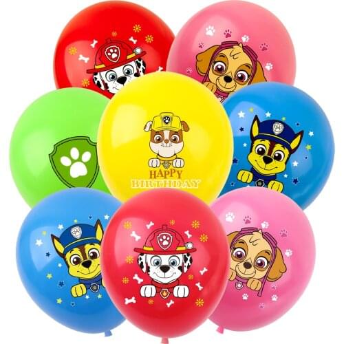 10/15/20pcs Paw Patrol Children Birthday Party Decoration Supplies Latex Balloon Kawaii Girls Chase Marshall Skye Figures Globos
