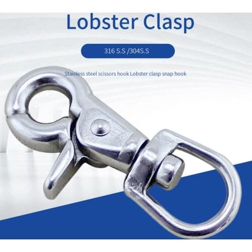 316 stainless steel scissors hook rotating spring hook diving hook luggage buckle hook pet dog buckle 65mm