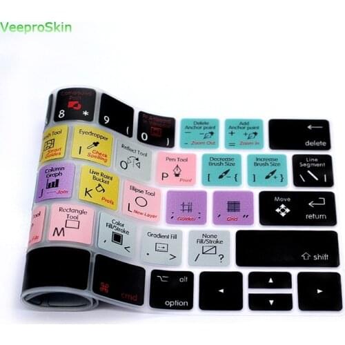 Adobe Illustrator Ai Function Shortcut Hotkey Silicone Keyboard Cover Keypad Skin For Macbook Pro 13"15Touch Bar A1706/A1707