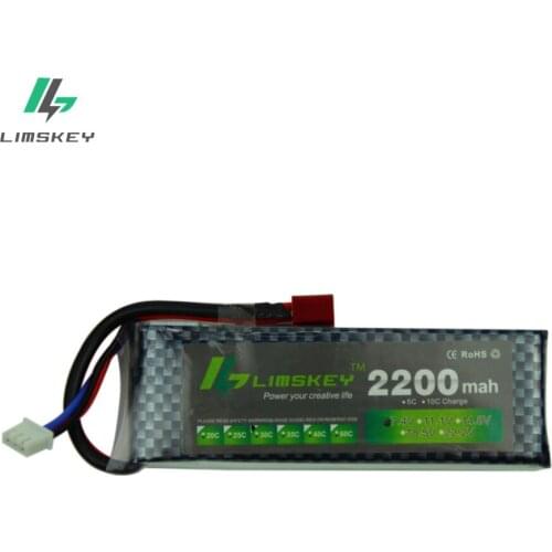 Limskey Power Lipo Battery 7.4V 2200mah 25C Max 40C T Plug for RC Qudcopter Helicopter Airplane Car Traxxax 1/16 RC Toy battery