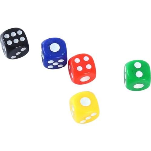 100Pcs Acrylic13mm 5 Colors Round Corner Dices for Table Game Board Card Game Children Toys School Supply