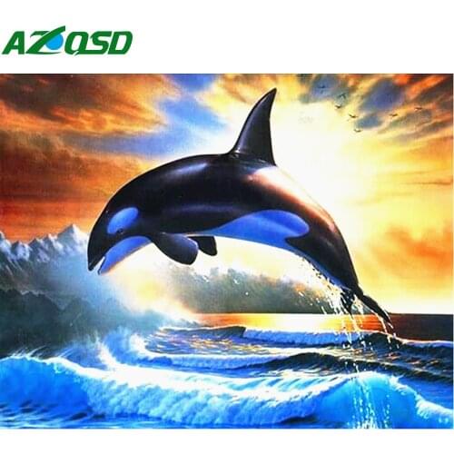 AZQSD 5d Diamond Painting Animal Picture Of Rhinestones Home Decoration Diamond Embroidery Dolphin Cross Stitch Kits Needlework