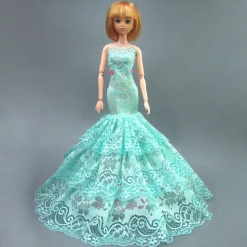 Free shipping gift luxurious evening green wedding dress for 30cm barbie doll