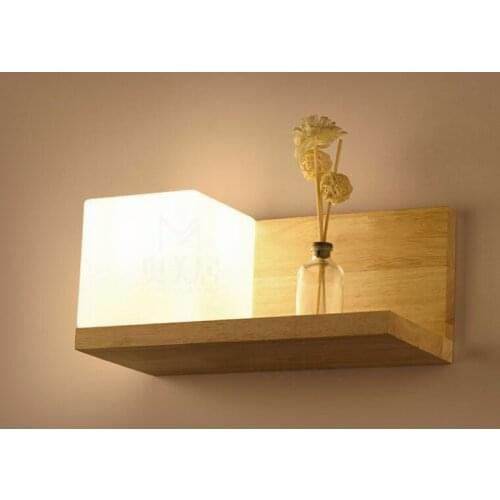 Free Shipping Simple Solid Wood Wall Lamp Bedside Lamp For Living Room Switch Wooden Wall Lamp Modern Wooden Aisle Bedroom Light