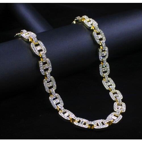 Miami 12MM Double Safety Button Cuban Link Charm Gold Silver Plated Iced Out Baguette Zircon Men Hip Hop Jewelry