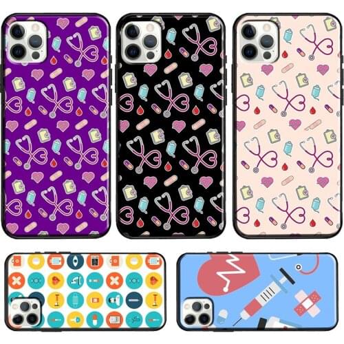 Medical Medicine Design Nurse Pattern Case For iPhone 12 Pro Max 12 mini 11 Pro Max 6S 7 8 Plus X XR XS Max SE 2020 Cover
