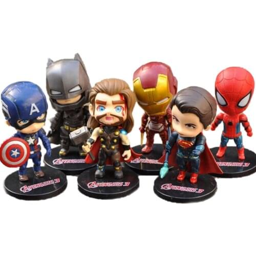 6pcs/set Marvel Avenger Anime Iron Man Spider-man Action Figures Model Toy Superhero Home Decoration Collection Children Gift
